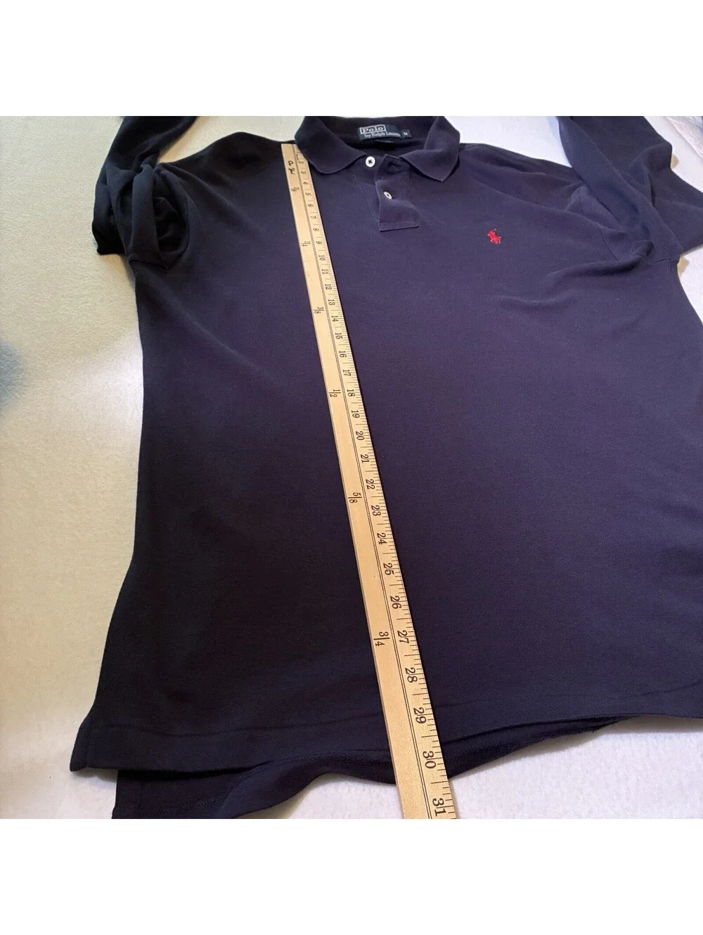 Polo Ralph Lauren Shirt Men Medium M Blue Pony Long Sleeve Navy Red Embroidered